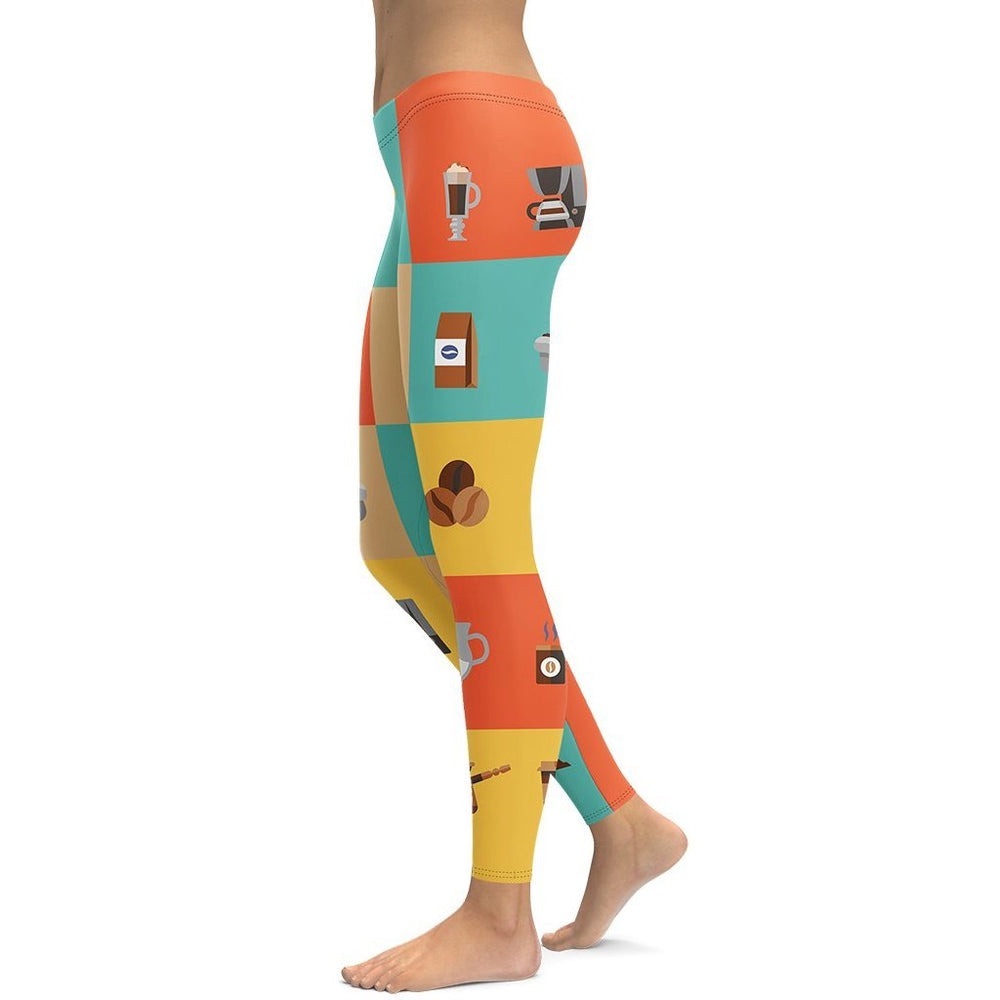 Fierce Pulse Nwot Small Retro Color Block Coffee Leggings